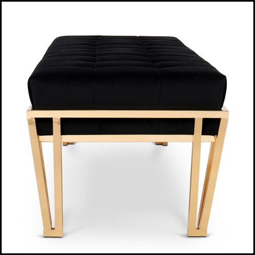 Bench in solid brass and black velvet 164-Williams