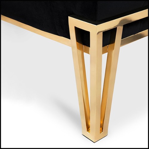 Bench in solid brass and black velvet 164-Williams