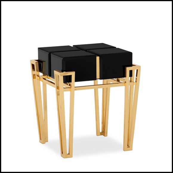 Table d'appoint laiton poli et verre noirci 164-Williams