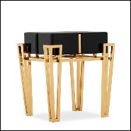 Table d'appoint laiton poli et verre noirci 164-Williams