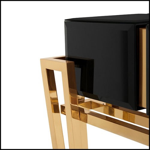 Table d'appoint laiton poli et verre noirci 164-Williams