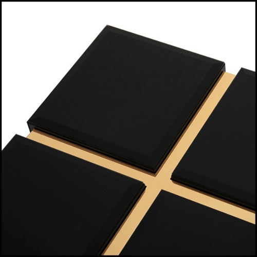 Table d'appoint laiton poli et verre noirci 164-Williams