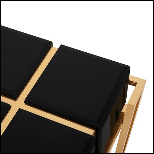 Table d'appoint laiton poli et verre noirci 164-Williams