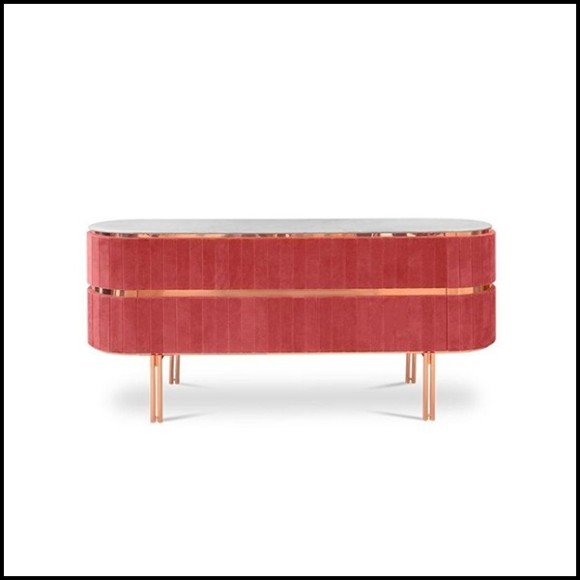 Buffet en laiton et marbre Rose 157-Laura