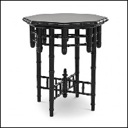 Side table in solid mahogany wood with piano black finish 24-Octagonal