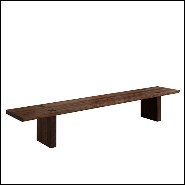Bench in solid walnut wood with visible square feets fixations on the seat 154-Theos