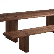 Bench in solid walnut wood with visible square feets fixations on the seat 154-Theos