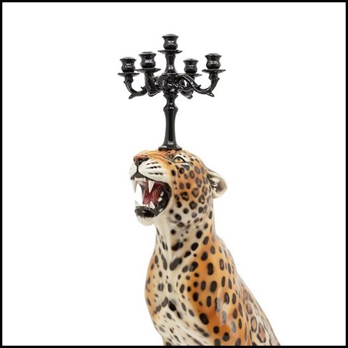 Sculpture Candleholder 162- Leopard