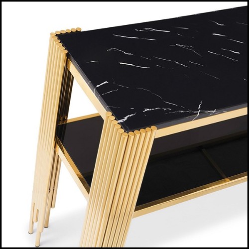 Table in steel in black finish and top in marble 24-Mercier