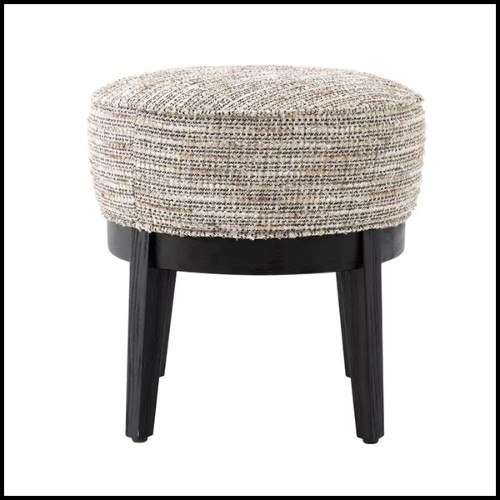Stool in wood with legs in stainless steel and seat with velvet fabric 24-Sienna Grey