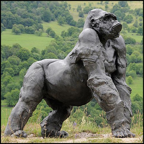 Sculpture 11 - Gorilla Grey Resin - Statuette gorille - Pacific Compagnie.
