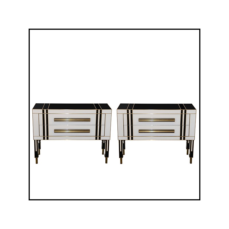 Set of 2 Chest of Drawers PC Murano Glass