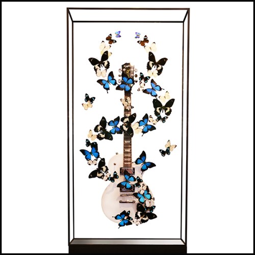 Guitar PC - Les Paul White and Blue Butterflies - Blanche - Pacific Compagnie.