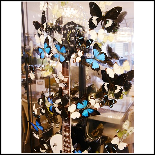 Guitar PC - Les Paul White and Blue Butterflies - Originale - Pacific Compagnie.