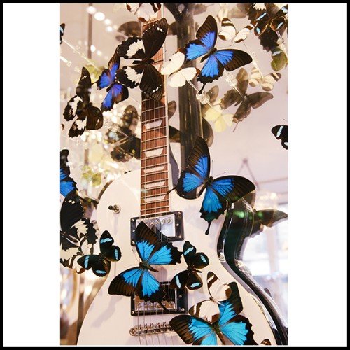 Guitar PC - Les Paul White and Blue Butterflies - Design - Pacific Compagnie.