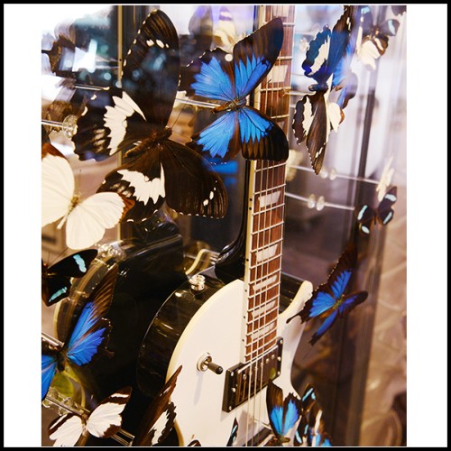 Guitar PC - Les Paul White and Blue Butterflies - Décorative - Pacific Compagnie.