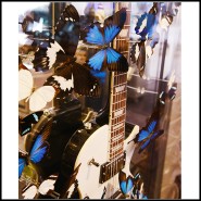 Guitar PC - Les Paul White and Blue Butterflies - Décorative - Pacific Compagnie.