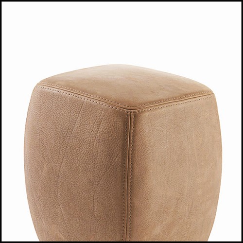 Stool 154 - Virgil Leather - Rustic Leather Stool - Pacific Compagnie.