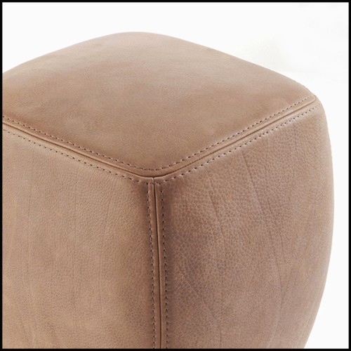 Stool 154 - Virgil Leather - Brown Leather Stool - Pacific Compagnie.