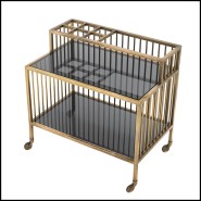 Trolley 24 - Rotherford - Luxury vintage brass trolley with black glass top - Pacific Compagnie.