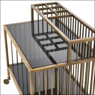 Trolley 24 - Rotherford - Elegant Eichholtz trolley in vintage brass finish with black glass - Pacific Compagnie.