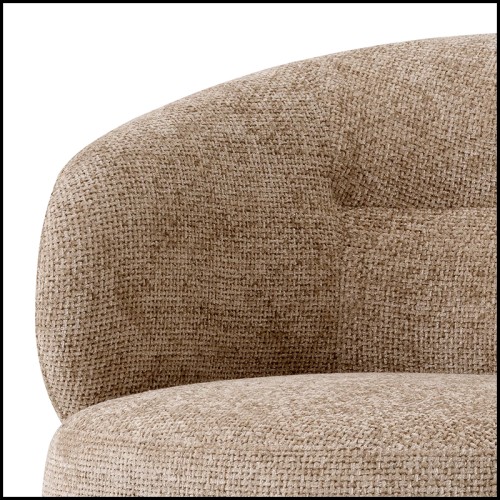 Armchair with velvet fabric in savona nude finish and base in matte gold finish 24-Catene Nude