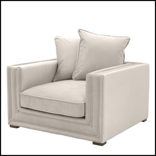 Armchair with structure in solid birch wood upholstered with Havana brown Jet black or Stone grey fabric 24-Meilleur