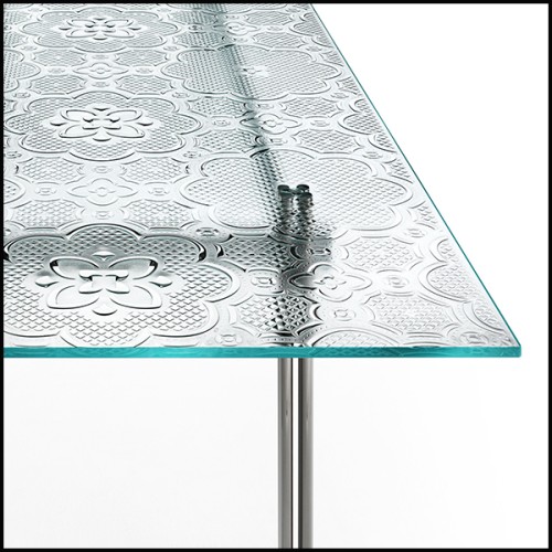 Table de repas 146 - Cristaline - Clear Glass Tabletop - Pacific Compagnie.