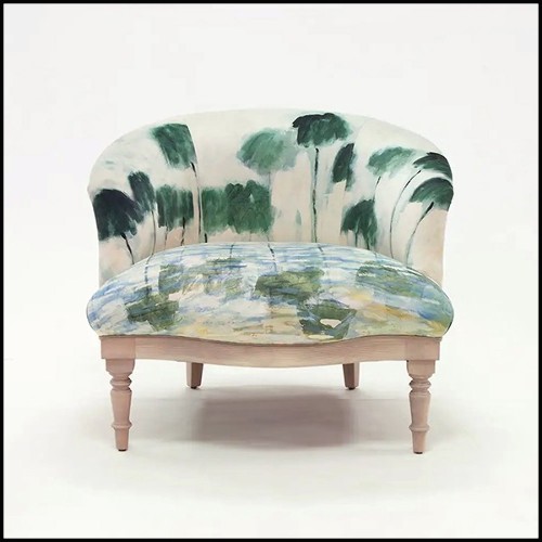 Armchair with fabric as if painted pattern 176-Monet
