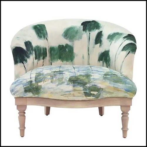 Armchair with fabric as if painted pattern 176-Monet