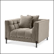 Armchair in black finish covered with Savona grey velvet 24-Sienna