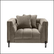 Fauteuil finition black couvert avec tissus velours greige 24-Sienna