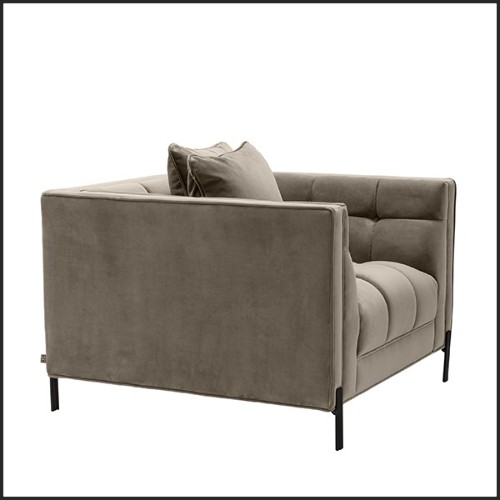 Armchair in black finish covered with Savona grey velvet 24-Sienna