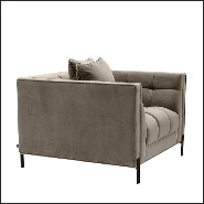 Armchair in black finish covered with Savona grey velvet 24-Sienna