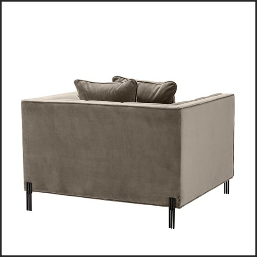 Armchair in black finish covered with Savona grey velvet 24-Sienna