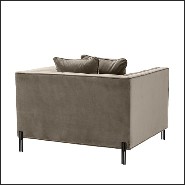 Armchair in black finish covered with Savona grey velvet 24-Sienna