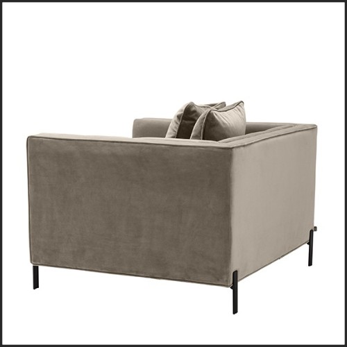 Armchair in black finish covered with Savona grey velvet 24-Sienna
