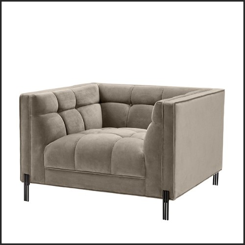 Armchair in black finish covered with Savona grey velvet 24-Sienna