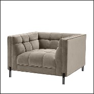 Armchair in black finish covered with Savona grey velvet 24-Sienna