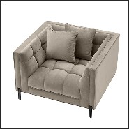 Armchair in black finish covered with Savona grey velvet 24-Sienna