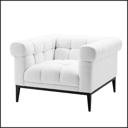 Fauteuil finition bronze couvert avec tissus blanc Avalon avec détails de boutons 24-Aurelio