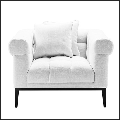 Fauteuil finition bronze couvert avec tissus blanc Avalon avec détails de boutons 24-Aurelio
