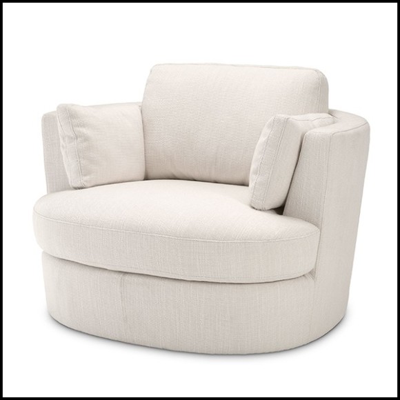 Fauteuil avec base pivotante couvert avec tissu avalon white avec 2 coussins 24-Clarissa