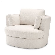 Fauteuil avec base pivotante couvert avec tissu avalon white avec 2 coussins 24-Clarissa