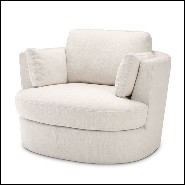 Armchair with swivel base upholstered with avalon white fabric with two cushions 24-Clarissa
