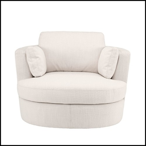 Fauteuil avec base pivotante couvert avec tissu avalon white avec 2 coussins 24-Clarissa
