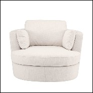 Fauteuil avec base pivotante couvert avec tissu avalon white avec 2 coussins 24-Clarissa