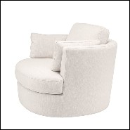 Armchair with swivel base upholstered with avalon white fabric with two cushions 24-Clarissa