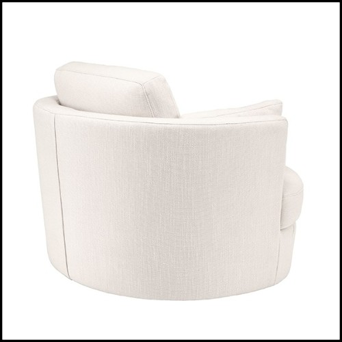 Armchair with swivel base upholstered with avalon white fabric with two cushions 24-Clarissa