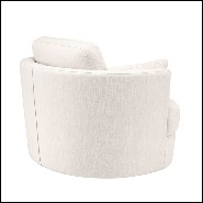 Armchair with swivel base upholstered with avalon white fabric with two cushions 24-Clarissa